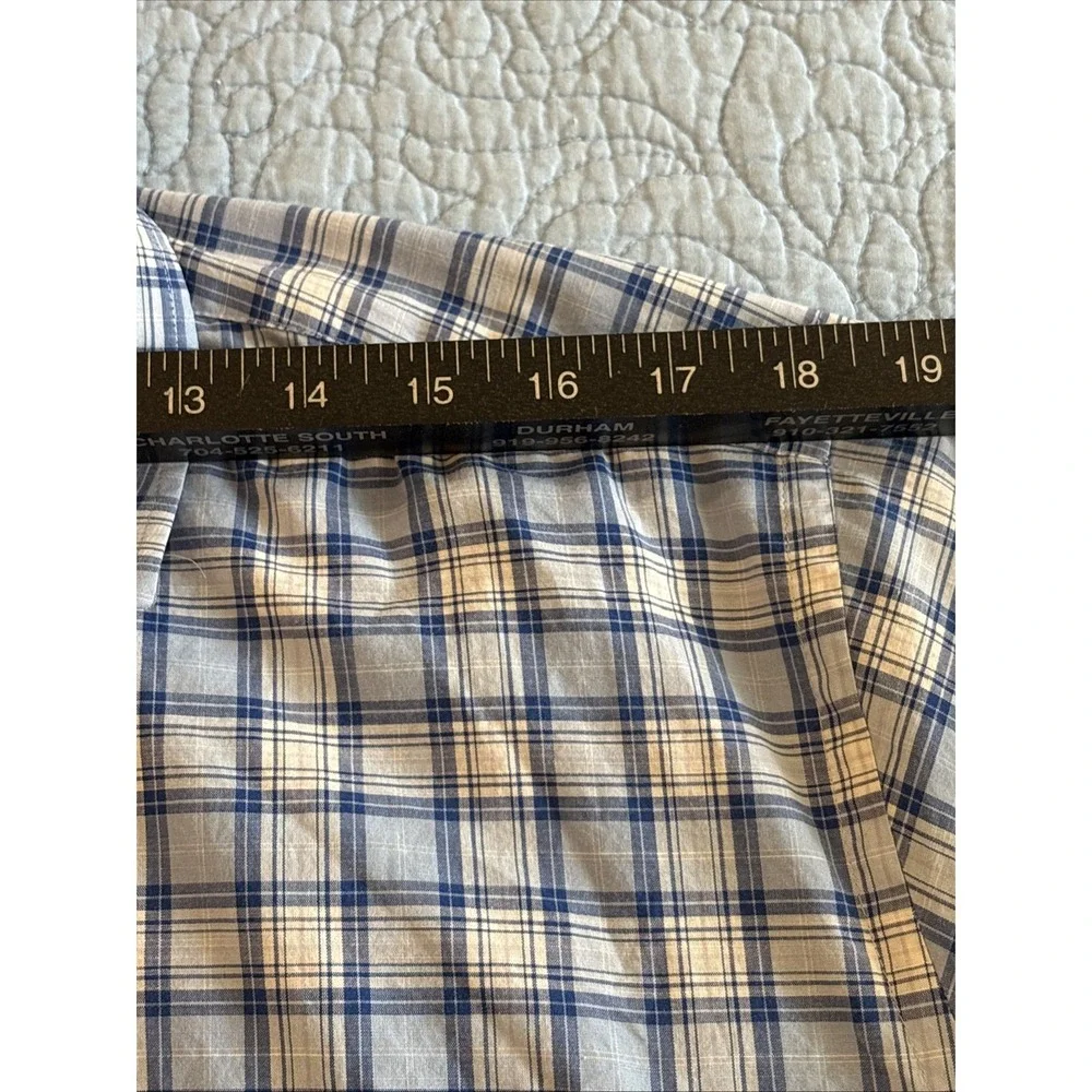PETER MILLAR Large Blue Plaid Crown Reed Cotton-Blend Sport Shirt